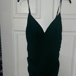 Elegant Emerald Green Spaghetti Strap Dress